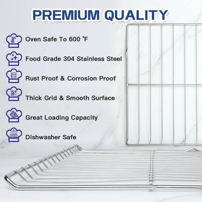 KOZHOM [Upgraded] 2Pcs Range Standard Oven Racks MHL63411403 for LG Range Ovens, Stainless Steel Oven Shelf Rack Replacement Part, 24.7'' Wide x16.2'' Deep - Image 3